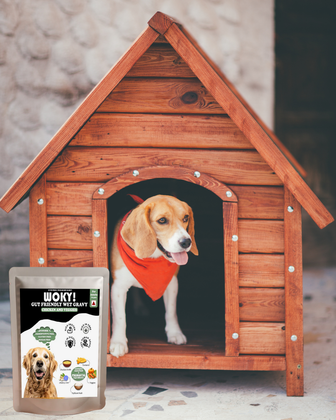 WOKY! Gut Friendly Wet dog food - Chicken & Veggies with Added Prebiotics - for Adult Dogs 70gms (Pack of 6 Pc)