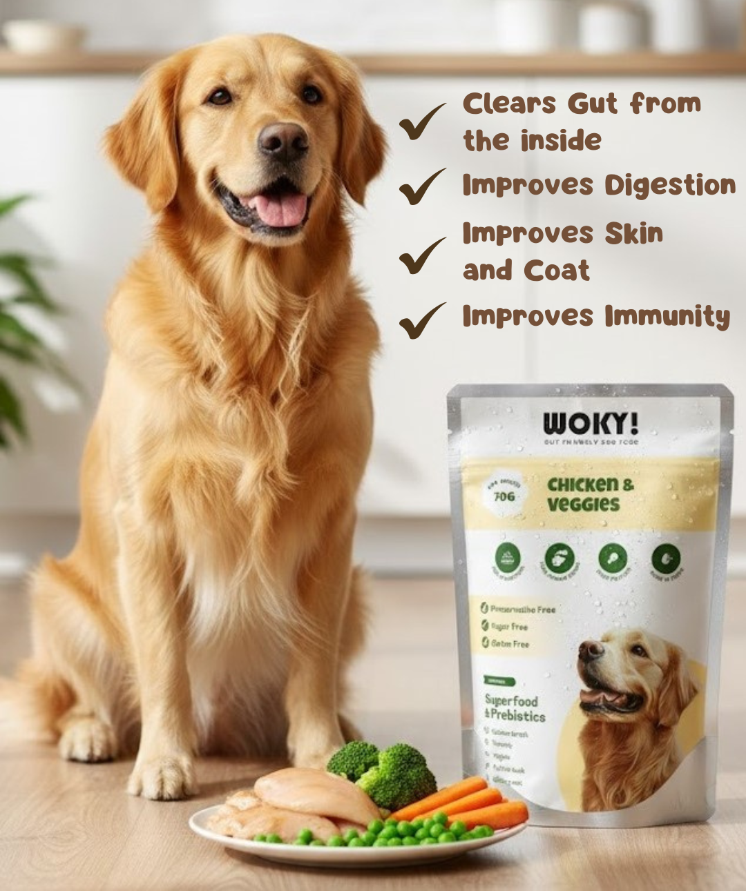 Chicken & Veggies with Added Prebiotics - for Adult Dogs 70gms (Pack of 6 Pc)